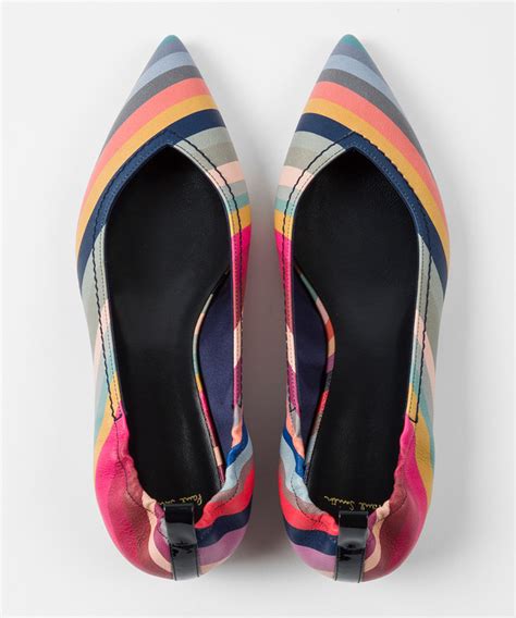 Discount Multi Coloured Striped Ballet Flats Secretsales