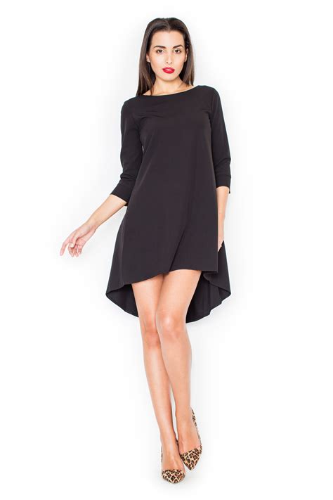 Black Elegant Irregular Hem Salsa Dress