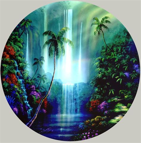 Tropical Waterfall Paintings By Artist David Miller Waterfall Art