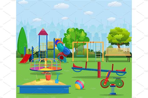 Kids Playground Cartoon Concept Background Custom Designed