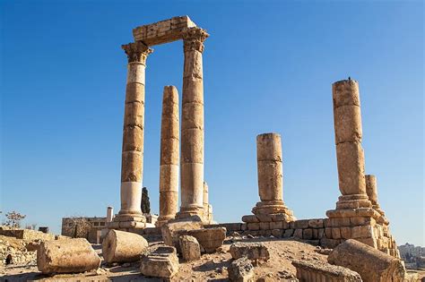 Roman Pillars Column Ancient Architecture Jordan Amman Stone