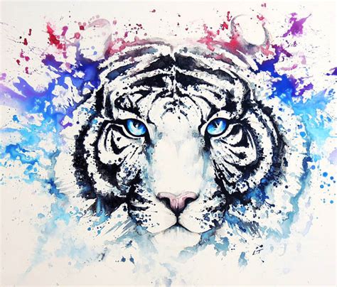 White Tiger Painting By Louise Terrier No 600