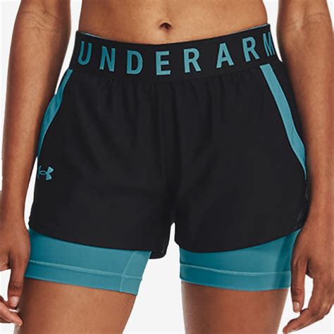 Under Armour Womens Play Up 2 In 1 Shorts Blackglacier Blueglacier Blue Womens Clothing
