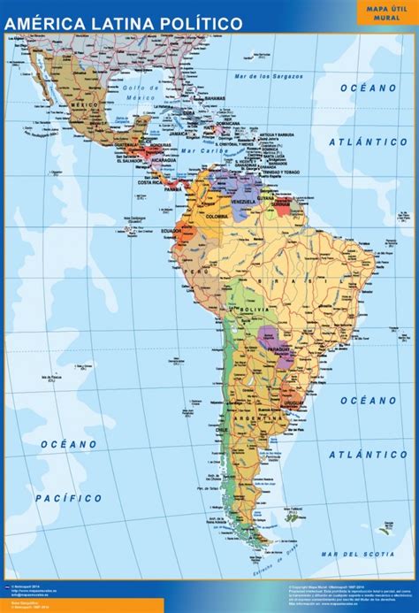 Mapa Am Rica Latina Pol Tico Tienda Mapas