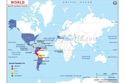 Buy Printed Spanish Speaking Countries In World Maps