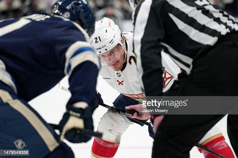 Nick Cousins Of The Florida Panthers Lines Up For A Face Off During