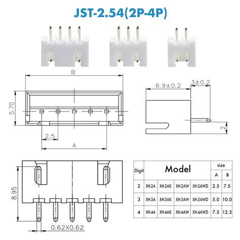 460 Pieces 254mm Jst Xh Jst Connector Kit 254mm Pitch Female Pin