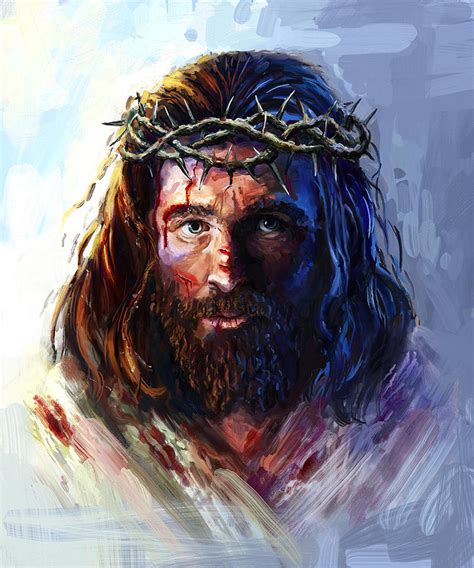 Jesus In The Crown Of Thorns Painting By Marcin Moderski