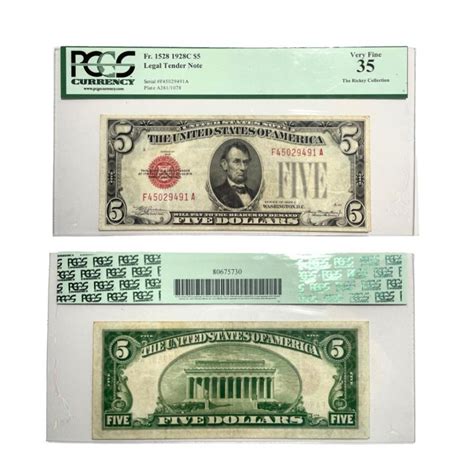 Series 1928 C Five Dollar Red Seal Legal Tender Note Fr 1528 Etsy