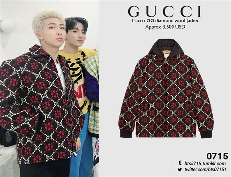 190421 Rm Inkigayo Gucci Macro Gg Diamond Wool Jacket X