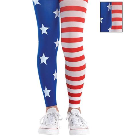 Child Patriotic Footless Tights Party City