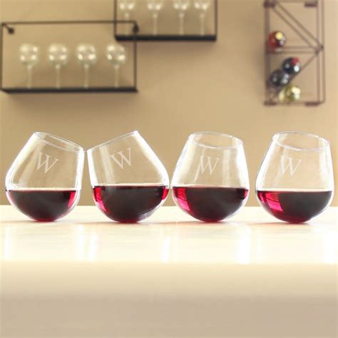 Tipsy Monogram Wine Glasses [228 1119 4 Tipsy Wine Glasses] Wholesale Wedding Supplies