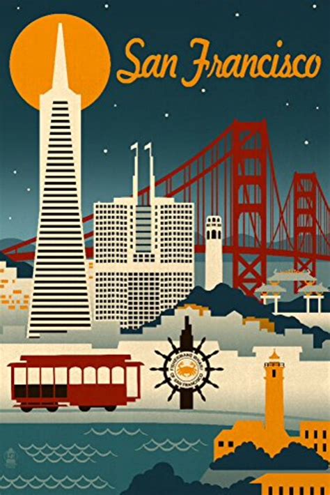 San Francisco California Retro Travel Poster Travel Posters