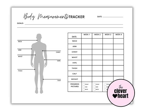 Free Body Measurements Tracker Printable Pdf The Clever Heart