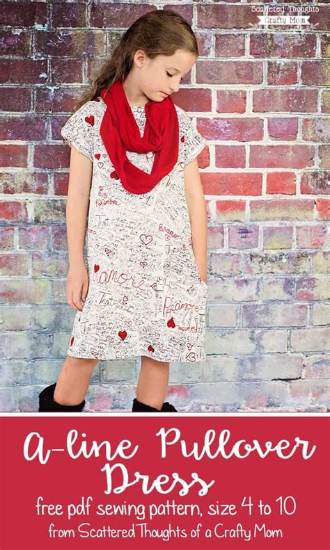 Girls A Line Pullover Dress Free Pattern Size 4 To 10 Scattered