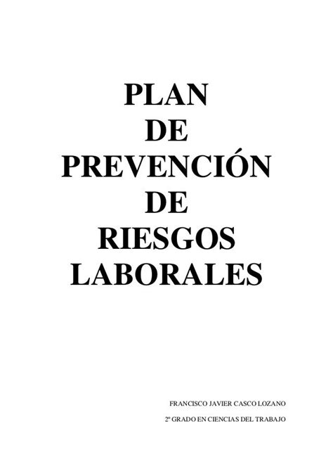 Plan De Prevencion De Riesgos Laborales