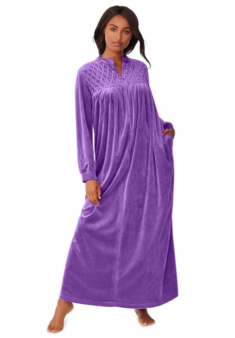 Smocked Velour Long Robe By Only Necessities® Roamans
