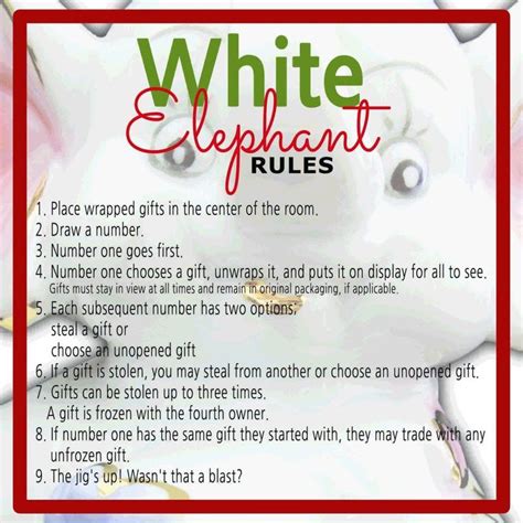 White Elephant T Exchange Rules And Printables In 2020 Christmas