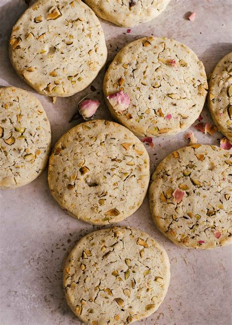 Rose Water Pistachio Shortbread Cookies Sugar Salted