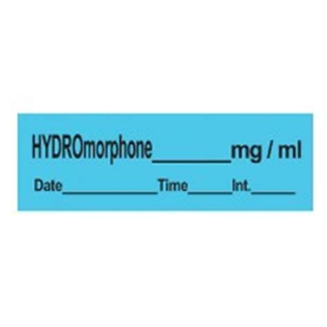 Timemed A Div Of Pdc Label Hydromorphone Anesthesia 1 12x12 Permane