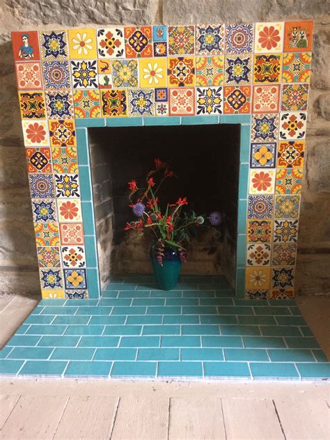 Mexican Tiled Fireplace Fireplace Tile Surround Mexican Tile