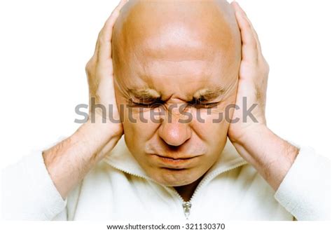 Bald Man Closed His Eyes Covered Stock Photo 321130370 Shutterstock