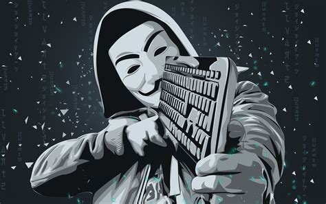 Download Mask Keyboard Technology Anonymous Hd Wallpaper
