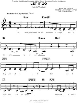Compositions for different skill levels. "Let It Go (Movie Version)" from 'Frozen' Sheet Music for ...