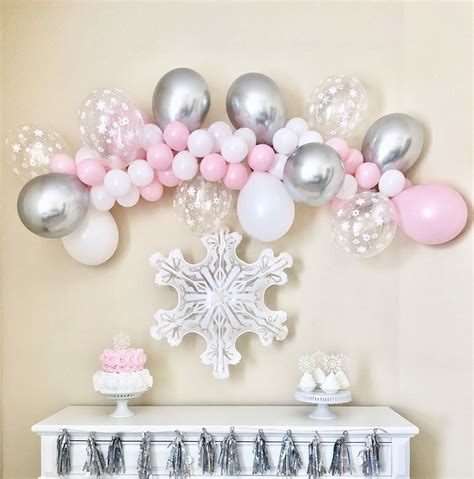 Snowflake Balloon Garland Diy Kit Pink Silver And Snowflakes ~winter