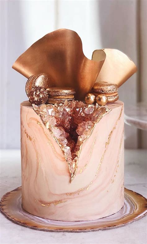 My sister always requests pumpkin pie, and i once got cheese my sister served a tier of donuts for her wedding cake! 49 Cute Cake Ideas For Your Next Celebration : Pink and Gold Marble Cake Effect
