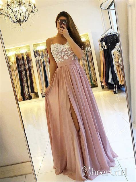 Cheap Dusty Rose Prom Dresses With Slit Bridsmaid Dress