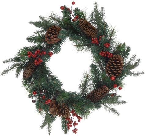 Large Traditional Christmas Wreath Pine Cone And Berry Decoration