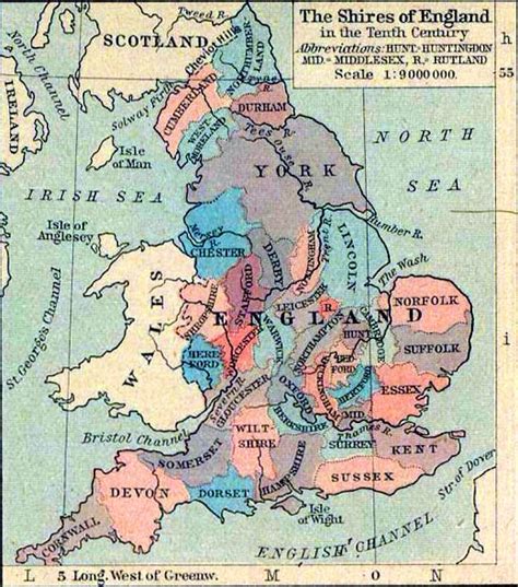 Map Of The Shires Of England In The Tenth Century Uk History History