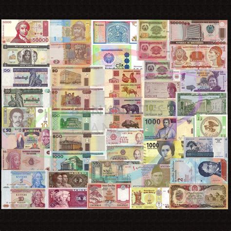 World 50 Pcs Uncirculated Banknotes Set 28 Different Countries Currency