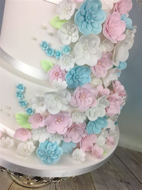 Check spelling or type a new query. Pastel blue and pink blossoms wedding cake - Mel's Amazing ...