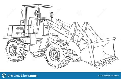 Wheel Loader Outline Stock Illustration Illustration Of Machine