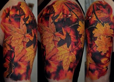 Rebekah Garland Here Is A Photo Realism Tat Of Fall Leaves Autumn
