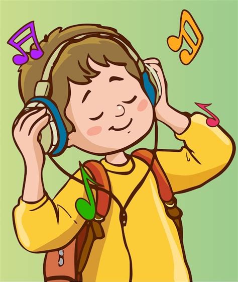 Premium Vector Vector Illustration Of Boy Listening To Music