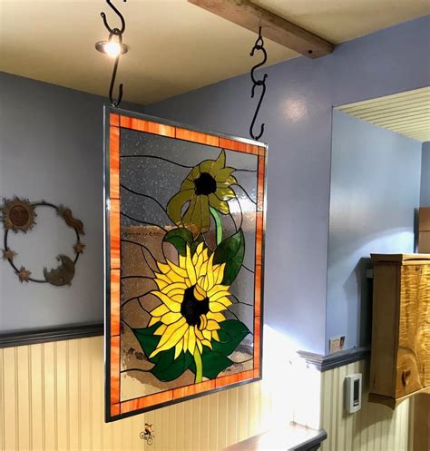 Cheerful Sunflower Leaded Stained Glass Window Panel