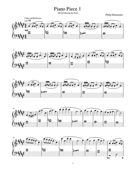 Piano Piece 1 Sheet Music For Piano Solo Download And Print In Pdf