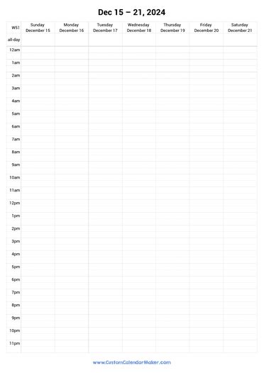 Week 51 2024 Dates And Printable Calendar Schedule