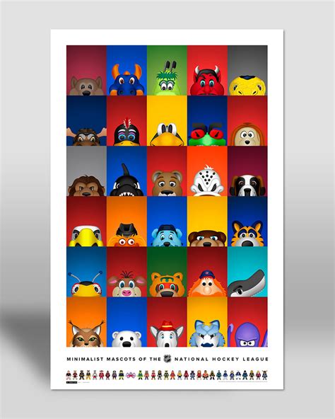 Minimalist All Nhl Mascots Poster Print National Hockey League S