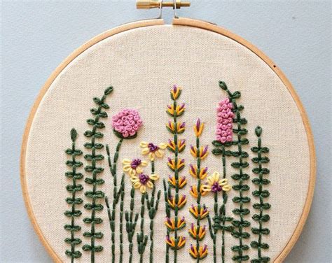 Easy Pdf Pattern Embroider Flower Botanical Embroidery Pattern Diy