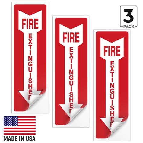 3 Pack Fire Extinguisher Sign Fire Extinguisher Stickers 4x12