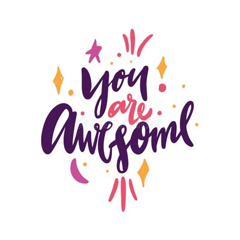 You Are Awesome Hand Drawn Vector Illustration Happy Valentines Day