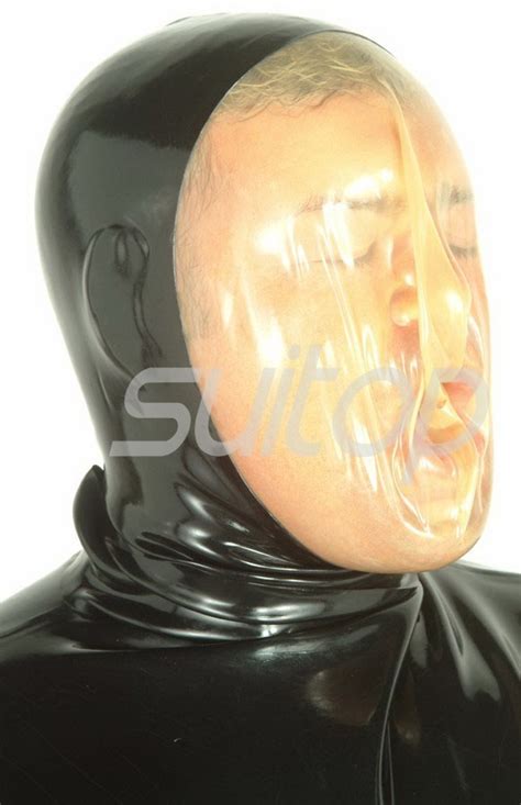 Breathless Full Head Rubber Latex Hood Masks With Neck
