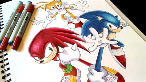 Sonic Knuckles Tails Copic Art Youtube