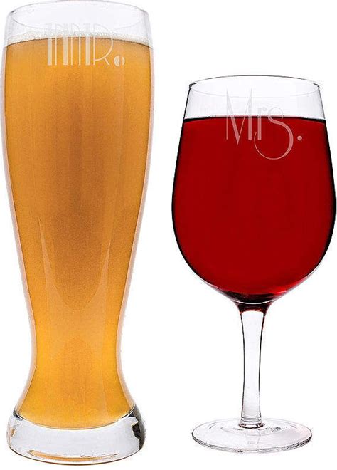 Cathy S Concepts CATHYS CONCEPTS Mr Mrs Gatsby XL Beer And Wine Glass Set Wine Glass Set