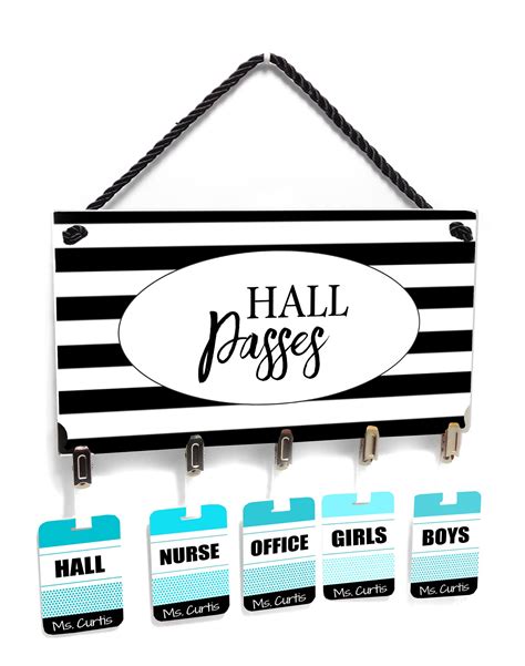 Custom School Teacher Bathroom Hall Passes With Wall Sign Etsy