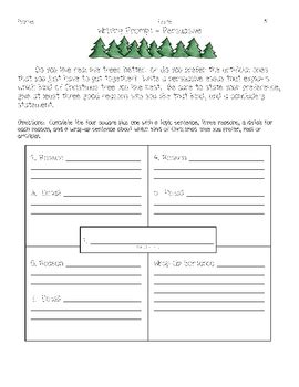 6th, 7th and 8th grade. Expository Writing Prompt - Real or Artificial Christmas ...